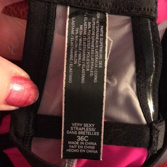 Victoria Secret  36C long line color block satin strapless bra ,straps optional - Picture 15 of 15